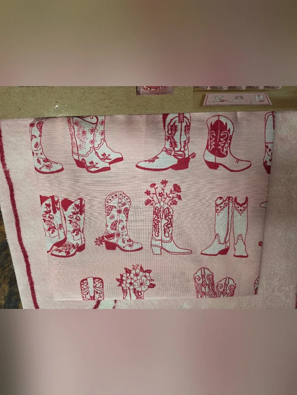 Wrangler Pink Western Boot Bath Rug & Shower Curtain Set